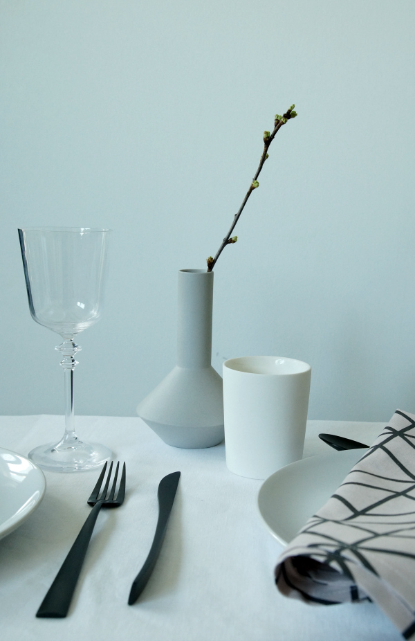 pastel colours and black cutlery
