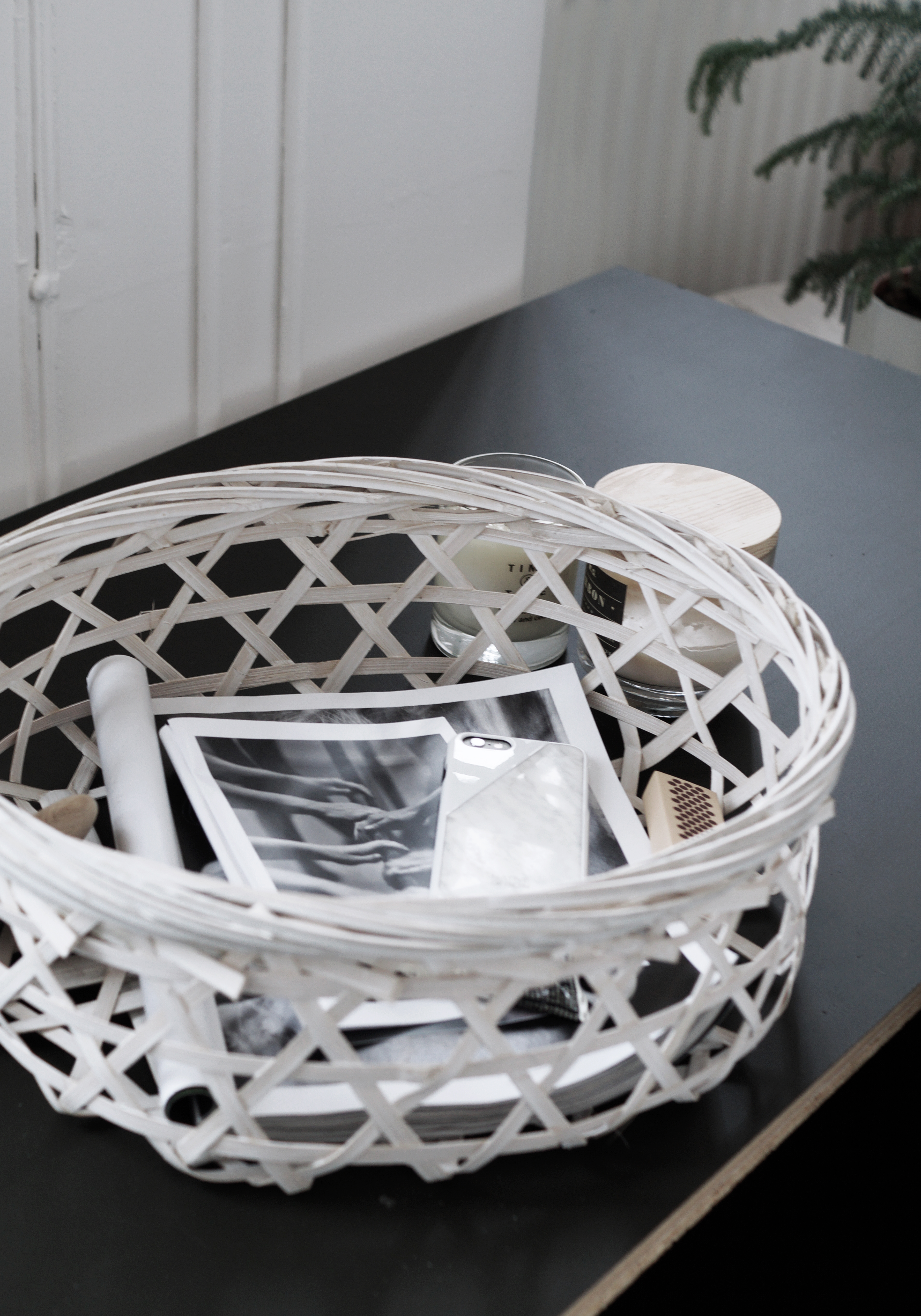 white bamboo storage basket from S2 20