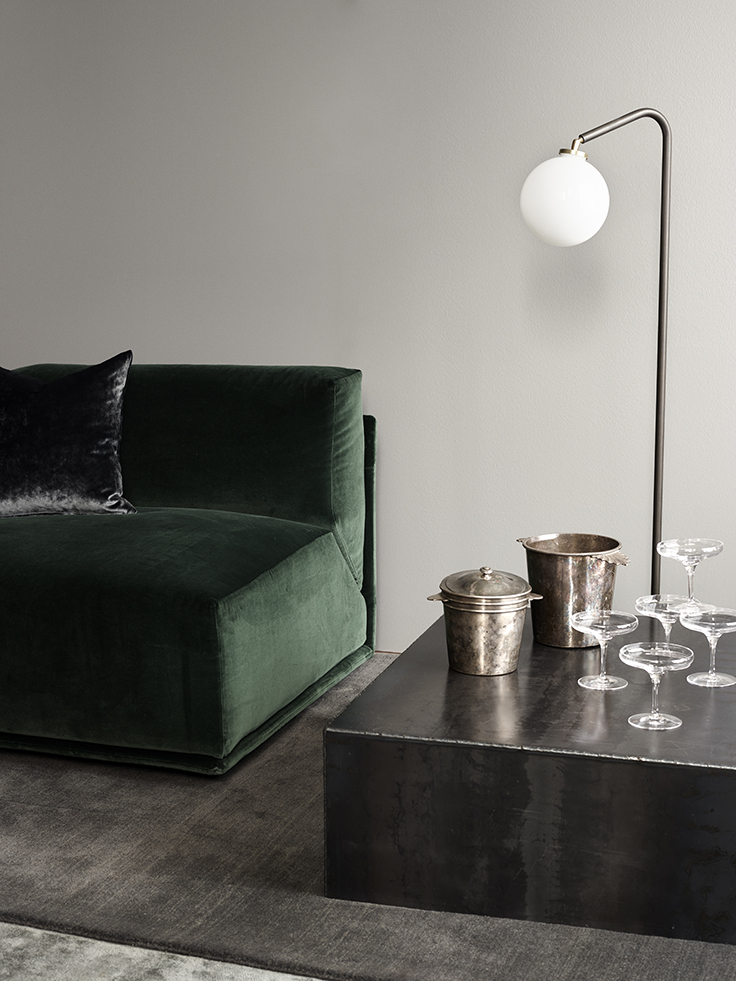 photo by Michael Rygaard for Rue Verte green velvet sofa velvet everything