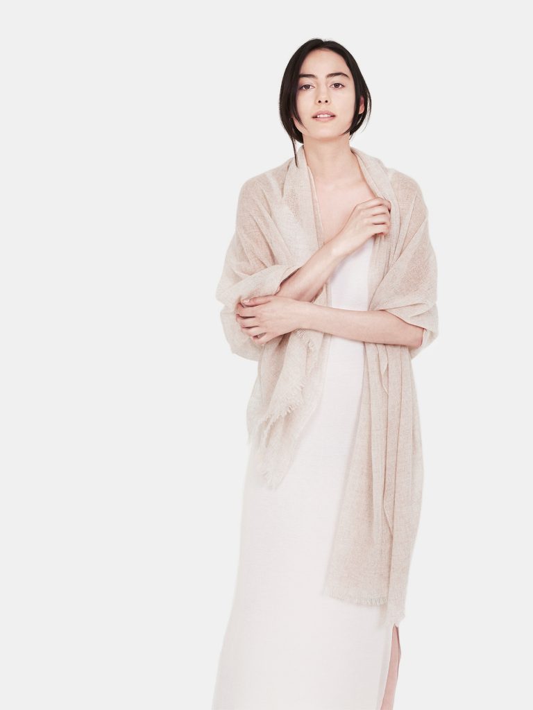 nihao planet slow living AIRY CASHMERE SHAWL BEIGE