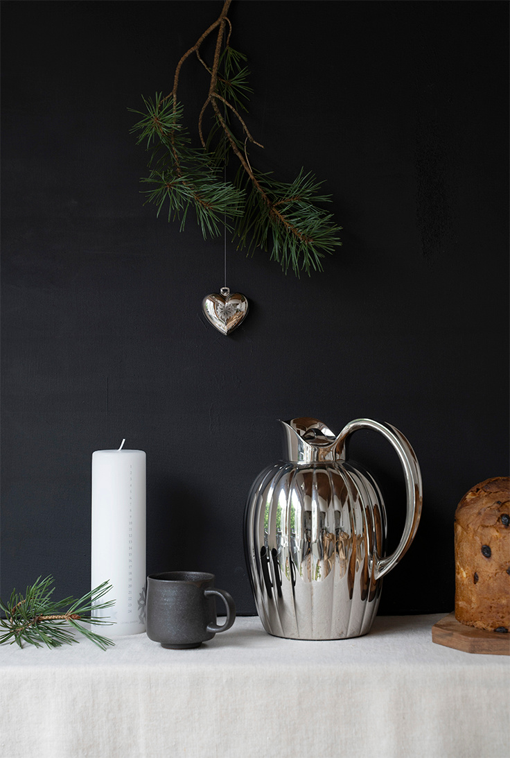 a minimal, Nordic Christmas setting including Georg Jensen Christmas collectables
