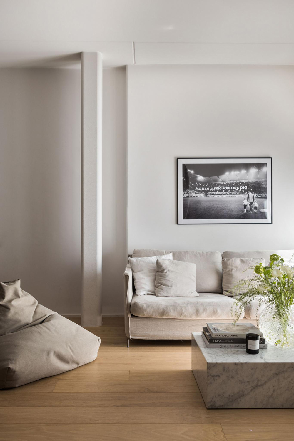 Light living room in beige tones