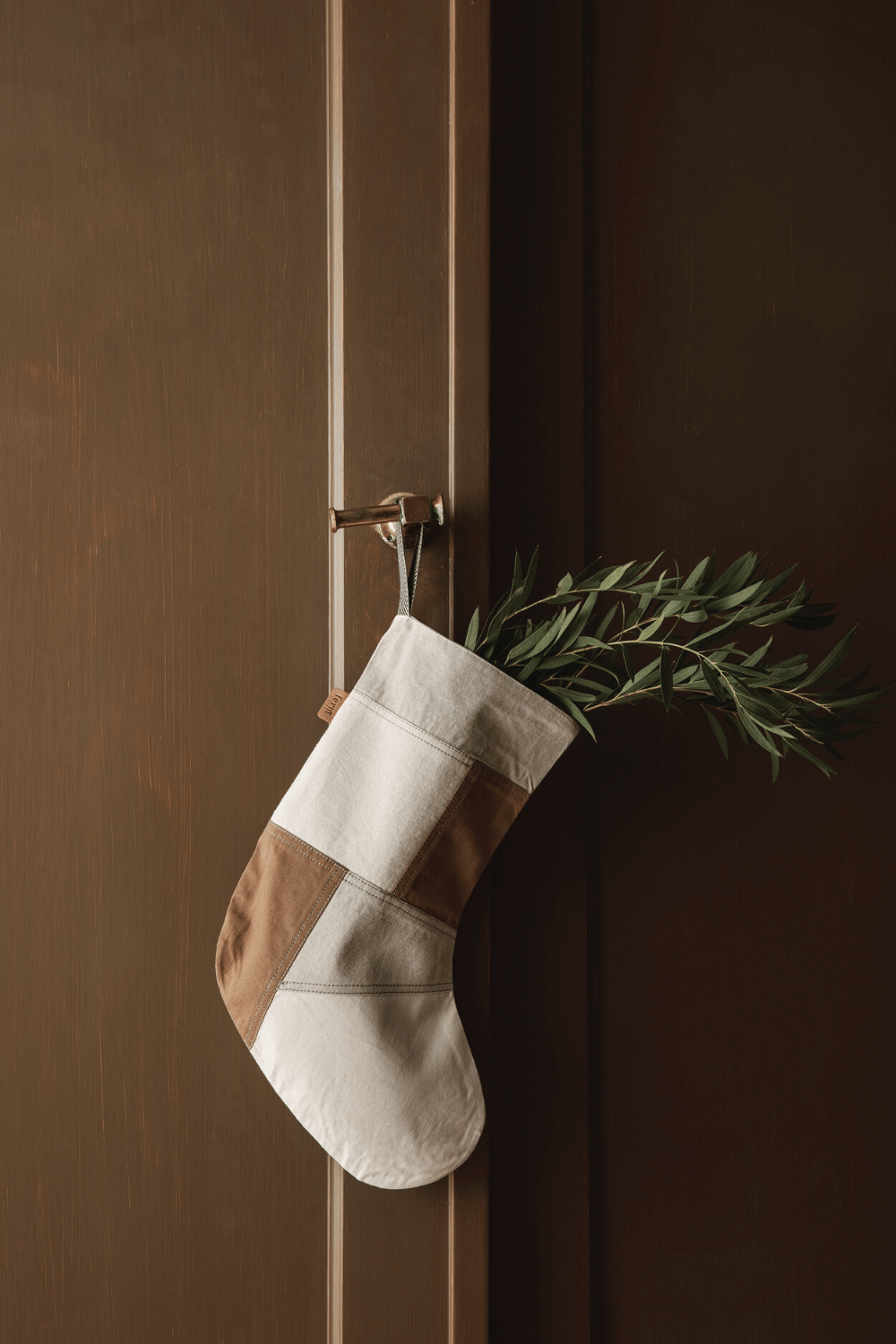 natural colour and fabric stocking for a Nordic Christmas