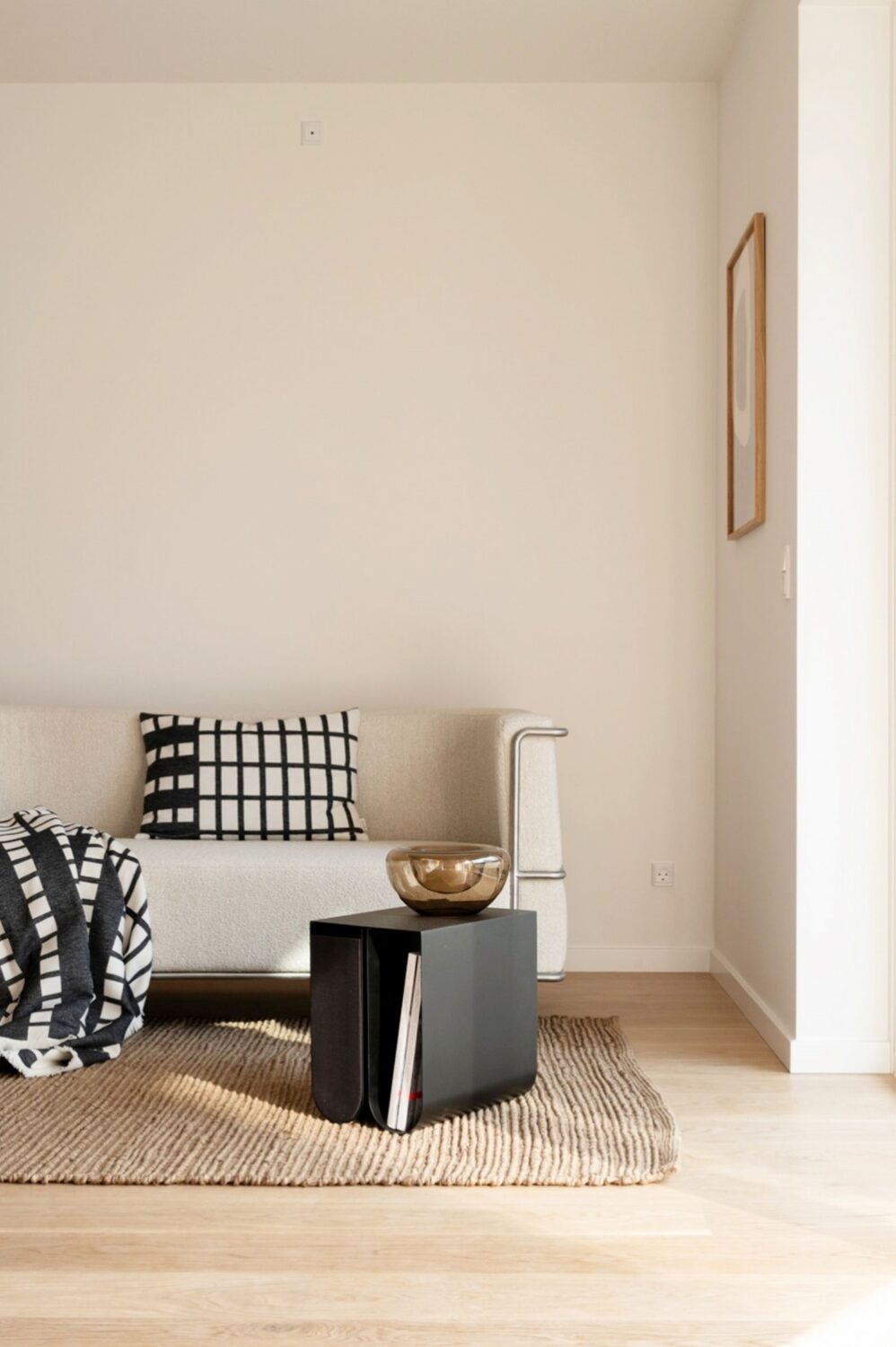 beige aesthetic living room, Nordic inspired interior from an apartment in Copenhagen
